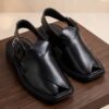Authentic Black Charsadda Peshawari Chappal | Handcrafted Premium Leather