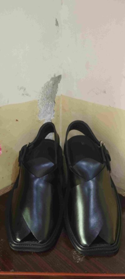 Authentic Black Charsadda Peshawari Chappal | Handcrafted Premium Leather