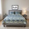 Premium 100% Pure Sooti Bedsheet (Green)  – Breathable, Crisp Cotton Comfort for Everyday Luxury
