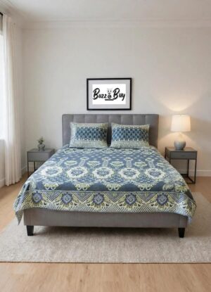 PC521.1 Premium 100% Pure Sooti Bedsheet (Green) – Breathable, Crisp Cotton Comfort for Everyday Luxury