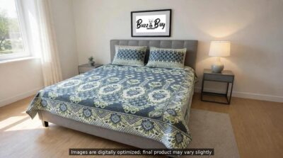 Premium 100% Pure Sooti Bedsheet (Green)  – Breathable, Crisp Cotton Comfort for Everyday Luxury