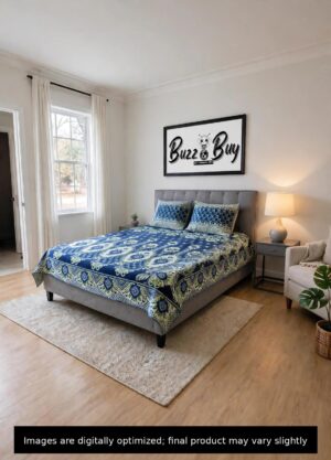 PC522.1 Premium 100% Pure Sooti Bedsheet (Blue) – Breathable, Crisp Cotton Comfort for Everyday Luxury