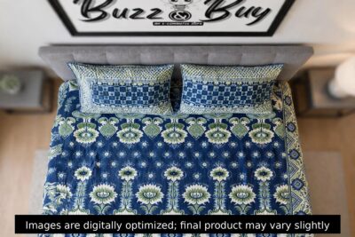 PC522.2 Premium 100% Pure Sooti Bedsheet (Blue) – Breathable, Crisp Cotton Comfort for Everyday Luxury
