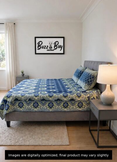 PC522.4 Premium 100% Pure Sooti Bedsheet (Blue) – Breathable, Crisp Cotton Comfort for Everyday Luxury