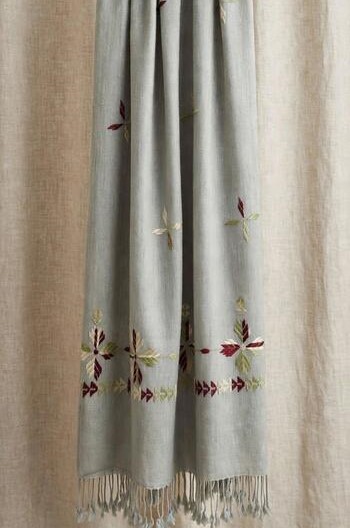 pc281-Green Swati Handcrafted Embroidered Shawl