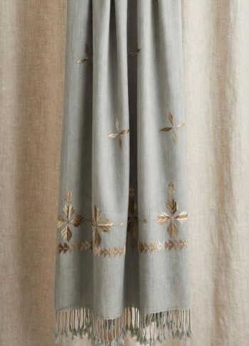 pc281-Silver Swati Handcrafted Embroidered Shawl