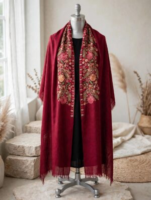 Handmade Kashmiri Aari Embroidery Cape Shawl | Luxury Winter Wrap