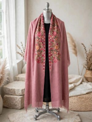 Handmade Kashmiri Aari Embroidery Cape Shawl | Luxury Winter Wrap